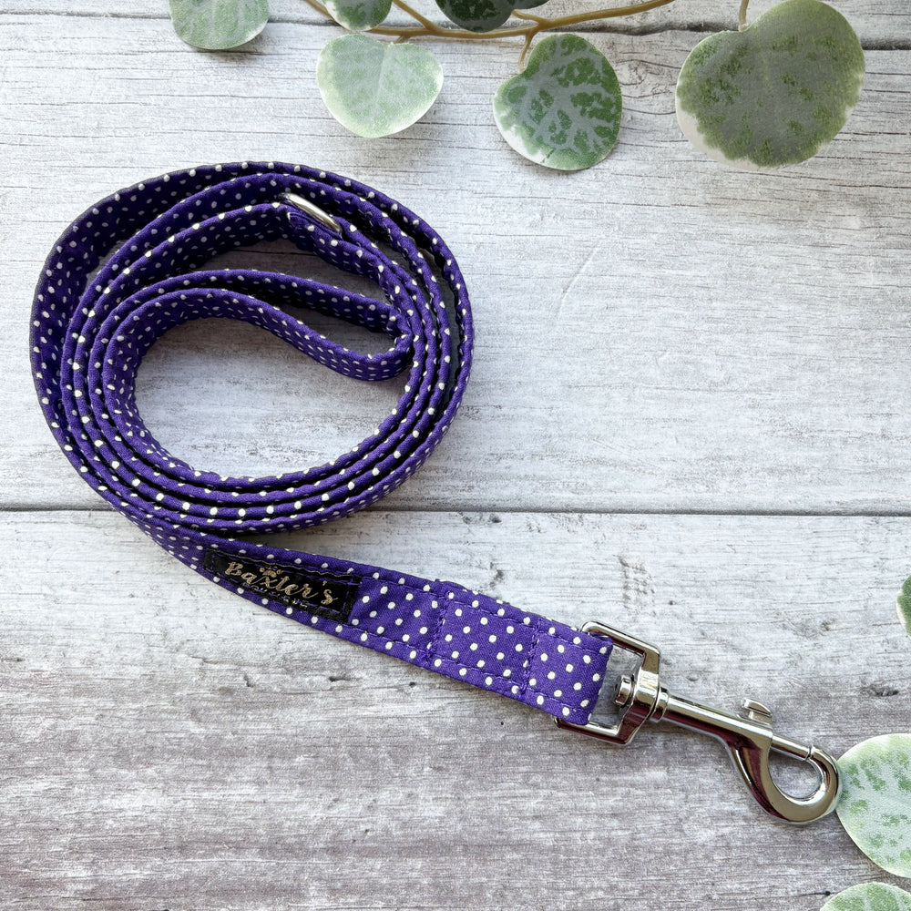 Dog Lead | Purple Polka Dot