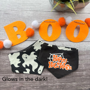 Bandana | HALLOWEEN | Glow in the Dark Ghosts / Happy Halloween Spiderweb